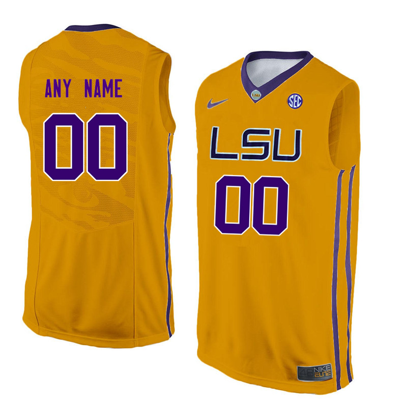 Customs LSU Tigers Men College Basketball Jerseys-Gold - Click Image to Close